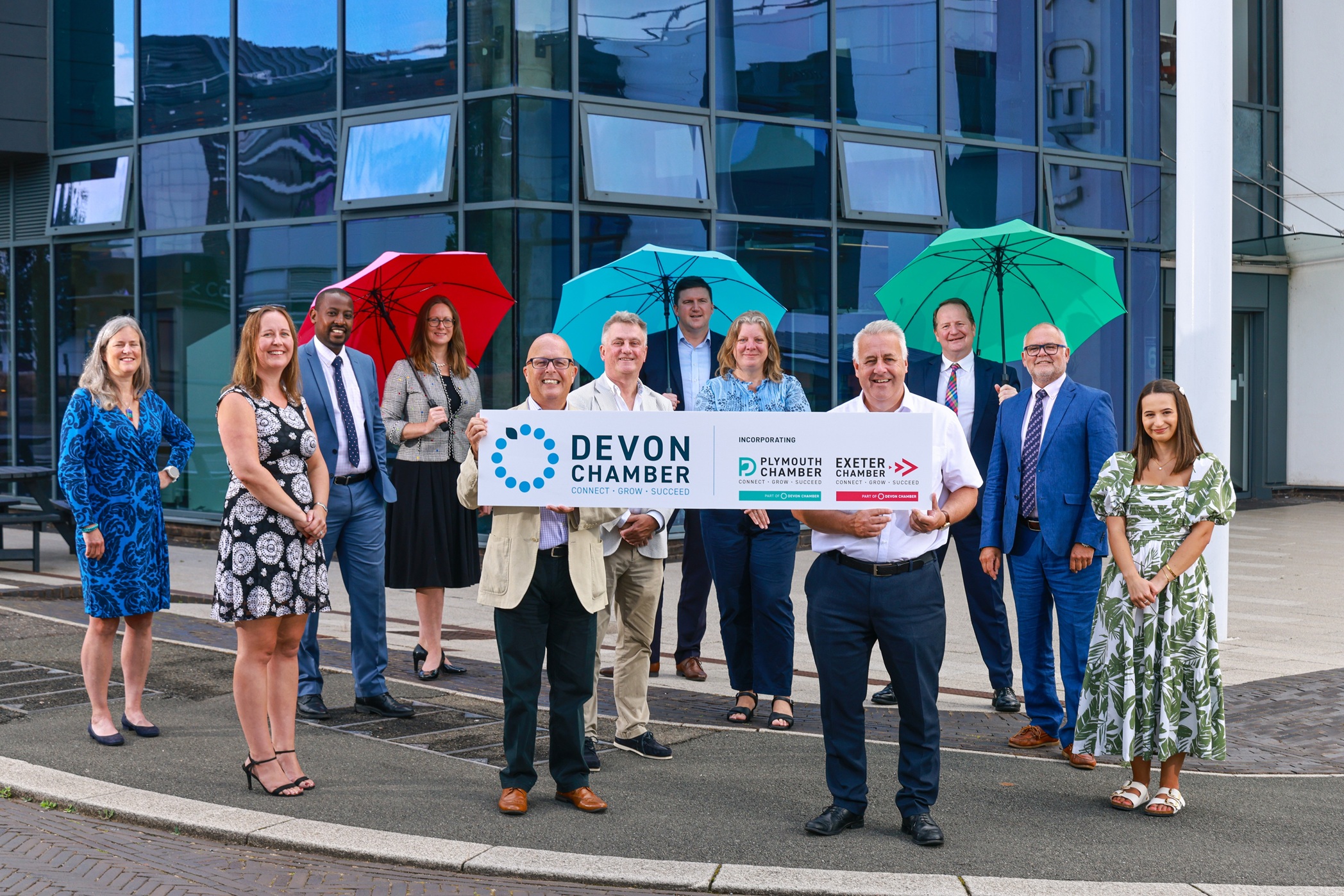 Devon Chamber board and team members celebrating new umbrella organisation